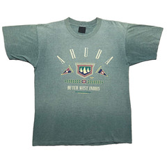 Vintage 1992 Aruba Dutch West Indies T Shirt Single Stitch Striped Green Mens L