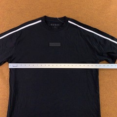 Guess Mens Medium Black Stripe Shoulder Logo Patch Short Sleeve T-Shirt New