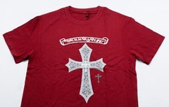 KCLOT Unisex American Cross Letter Print Short-Sleeve T-shirt CD4 Red Size XL