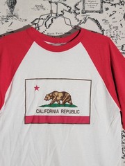 CSG Champs Sports Gear California Republic Raglan Shirt Large Red White 3/4 Mens