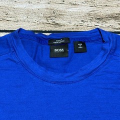 Hugo Boss Long Sleeve T-Shirt Mens Small Blue Slim Fit Mercerized Cotton Tee