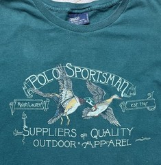 Vintage Polo Ralph Lauren Sportsman Duck Hunting T Shirt XL USA Made 90s Green