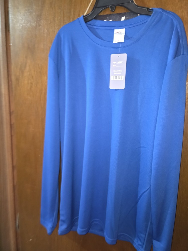 Mens Polyester Long Sleeve Moisture Wicking Tee Dri-Fit Sprint T-shirt Large
