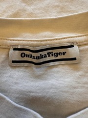 Onitsuka Tiger T-Shirt Mens Large Ivory Japan Streetwear Twin Tigers Embroidered