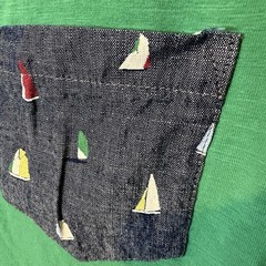 Sailboat Pocket Mens Soft Green Tee Summer Coastal Nautical Preppy Casual Large