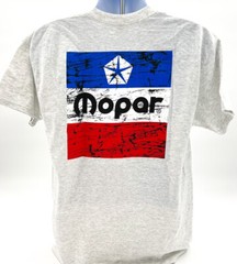 Ash T-Shirt w/ Large Red White & Blue 1972 Mopar Logo / Emblem (Licensed)