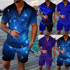 Summer Mens Sweatsuit Short Sleeve T Shirts & Shorts Set 2 Piece Set Outfit 2025