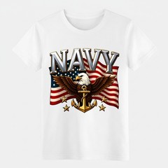 U.S. Navy Eagle Flag Cotton T-Shirt – Unisex Patriotic Military Appreciation Tee