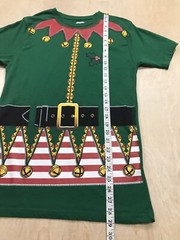 Mens Holiday Time Green Short Sleeve Christmas Elf T-Shirt Size Small