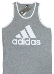 adidas Men’s Badge Of Sport Logo Graphic Tank Grey Heather White-Small