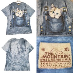 Vintage The Mountain Shirt Men’s Size XL Blue Tie Dye Tee Cottton Cat Graphic