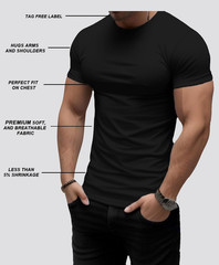 Trailblazer Slim Fit White and Black T-Shirts (3 Pack) Crewneck No Shrink Unders