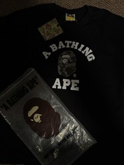 A Bathing Ape BAPE College Logo Graphic Tee Men’s L Black Cotton Jersey