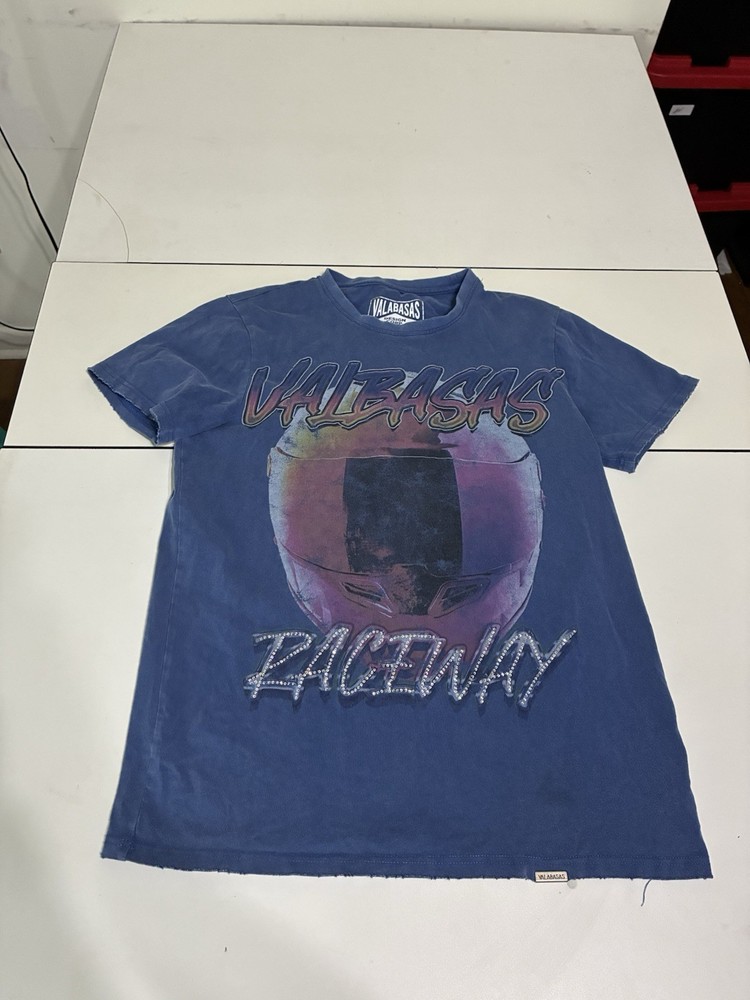 Valabasas Shirt Small Blue Raceway Speed Demon Streetwear Biker Skater Hip Hop