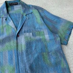 80s Vintage Harry Rosen Gradient Open Collar Shirt Size L