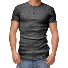 Mens Henley T-shirt Short Sleeve Ex Brand Plain Grandad Neck Tops Casual Summer