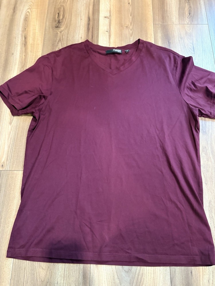 Mutant Liquid Luxury Slim Fit Men’s Large V-neck T-shirt Maroon Cotton