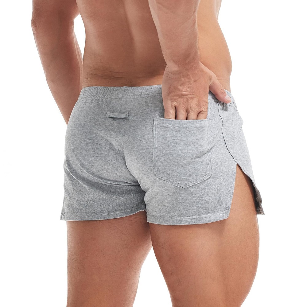 AMY COULEE Mens 3 Inch Cotton Gym Shorts Bodybuilding Lifting Small, Gray