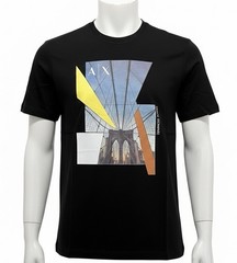 Armani Exchange Regular Fit Brooklyn Bridge Graphic Logo T shirt Black Designer