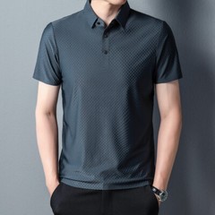 New Traceless Short Sleeve Men’s Solid Color Fashion Casual Lapel T-shirt