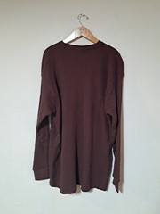 Gemrock Heavyweight Waffle Knit Thermal Long Sleeve Shirt Brown Cotton 4XL Men
