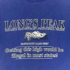 VTG Longs Peak Shirt Mens Sz M Blue Rocky Mountains Get High Colorado Hiking Tee
