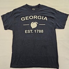 Georgia Peach Est 1788 Brisco Brands Black Short Sleeve Cotton T-Shirt Men’s L