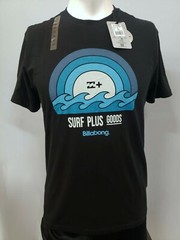 Billabong Mens Shirt Small Medium Black Short Sleeve Slim Fit Rainbow Wave