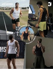 Mens Slimming Body Shaper Compression Shirt Tummy Control Undershirt 3 Pack