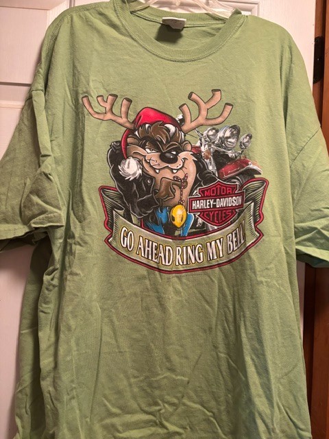 Harley Davidson Green Birmingham AL Tasmanian Devil Xmas T-Shirt Size 3X EUC