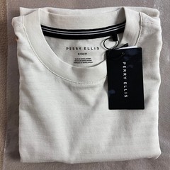 Perry Ellis Textured Short Sleeve Men’s T-Shirt Size S Silver Birch NWT
