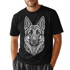 Artistic German Shepherd T-Shirt Line Art Dog Lover GSD Portrait Graphic Tee