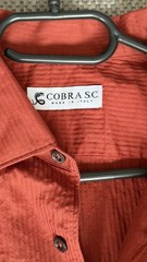 COBRA S.C. Men’s Rust Red Textured 100% Cotton Long Sleeve Shirt – Made in Italy