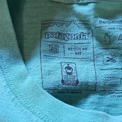 Patagonia Men’s M Blue Long Sleeve Crew Neck Graphic Logo Responsibili-Tee