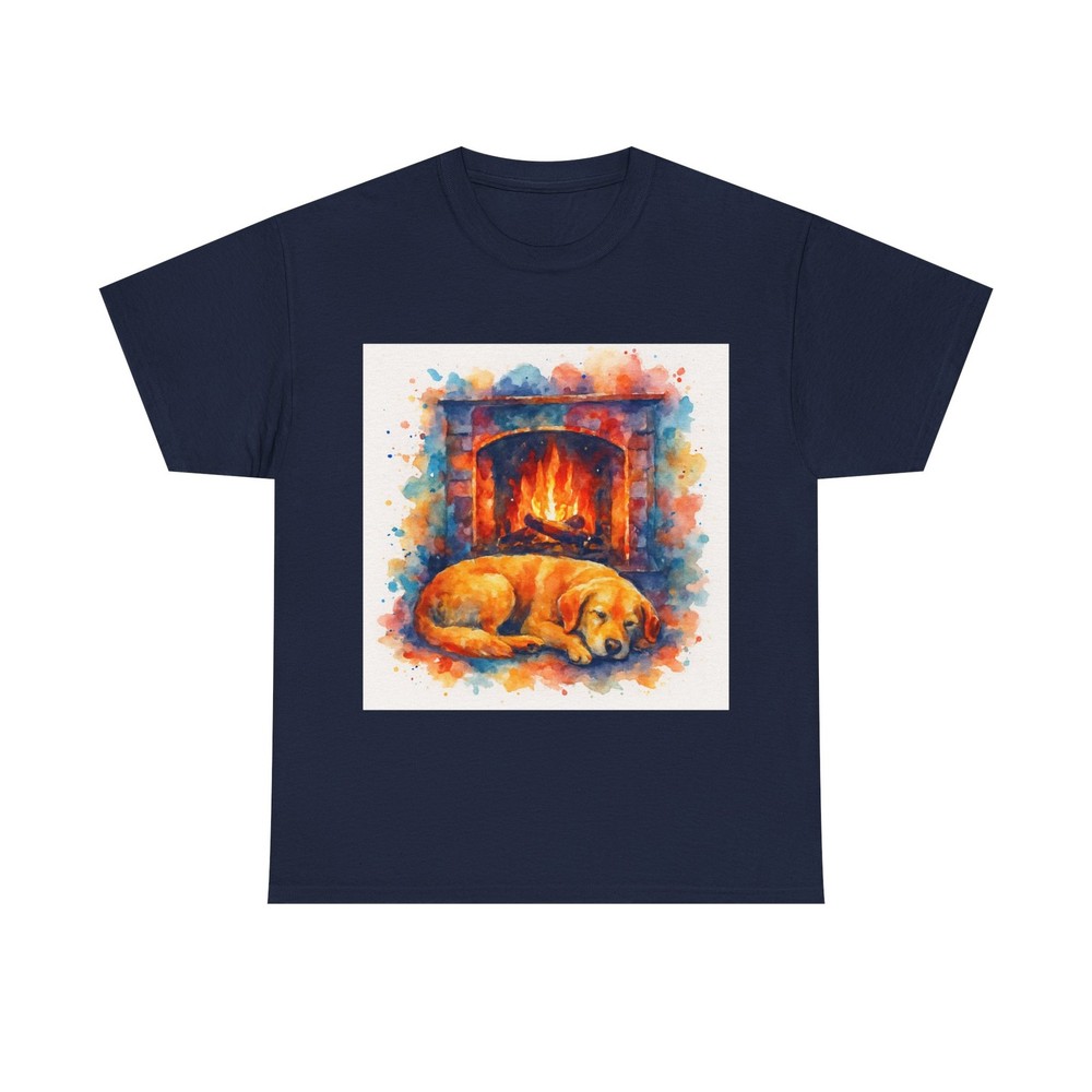 Cozy Scene Of A Dog Napping By A Fireplace Shirt, Cozy Aesthetic Tee, Comfort…