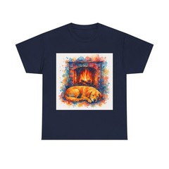 Cozy Scene Of A Dog Napping By A Fireplace Shirt, Cozy Aesthetic Tee, Comfort…