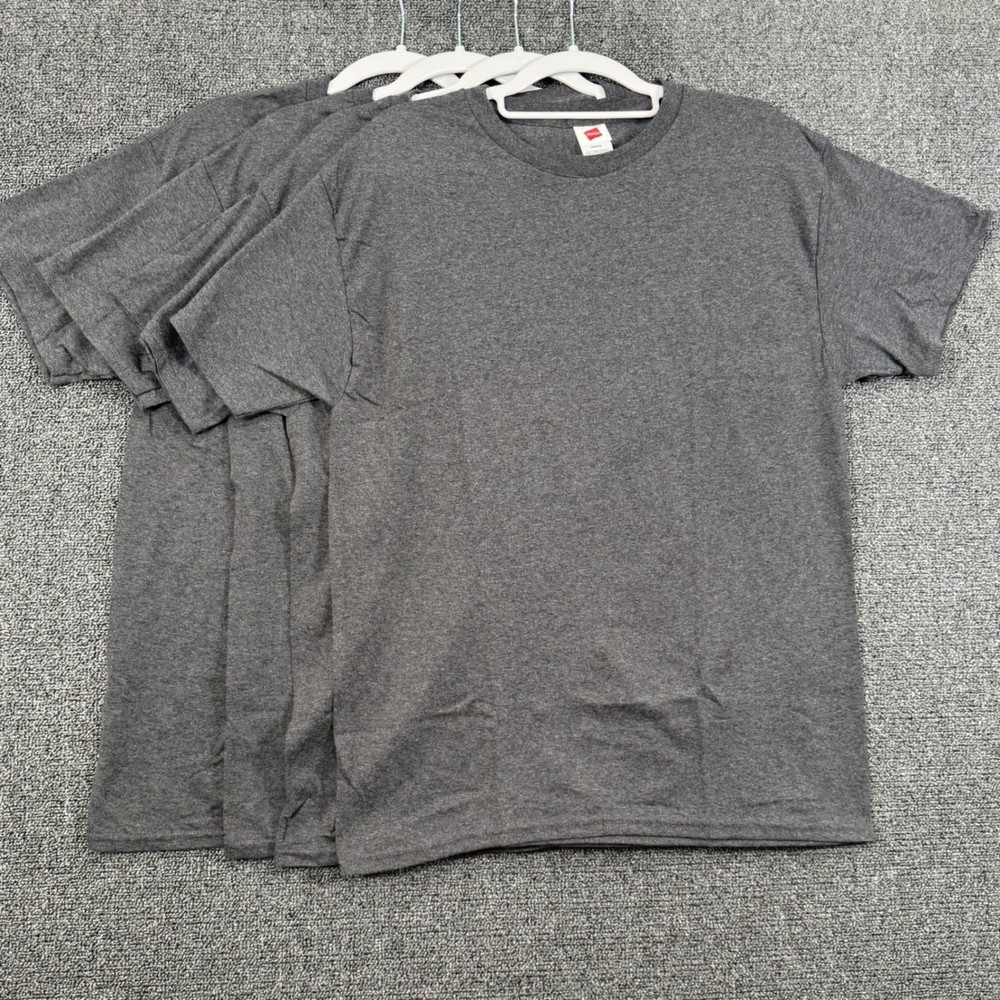 Hanes Mens Medium 4 Pack T-Shirt Charcoal Heather Gray Comfort Tee Basics 5095
