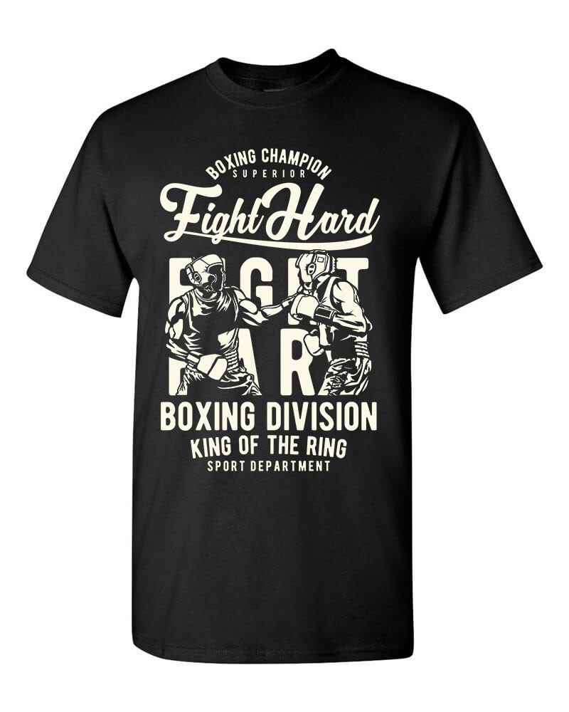 Fight Hard BOXING T-Shirt – Fighting Sports MMA Martial Arts Club Cotton Tee