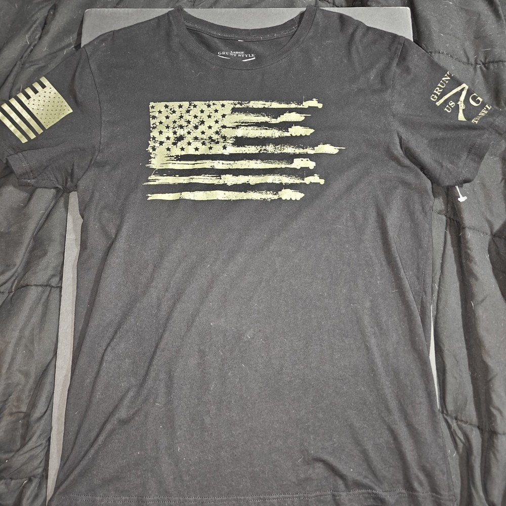 Grunt Style L Men’s American Flag T-Shirt Size Large Made In USA