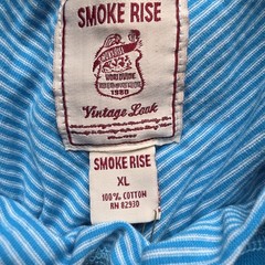 Vtg Smoke Rise T-Shirt Vintage Look Turquoise Striped Pocket Epaulettes XL NEW