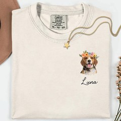 Custom Pet Portrait Comfort Tee Personalized Dog Cat Photo