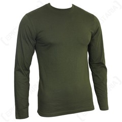 Long Sleeve Olive T-Shirt – All Sizes – Army Military Cotton Top – 100% Cotton