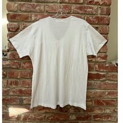 Sunspel England Mens XL White Cotton Cellular Mesh Deep V-Neck T-Shirt Knit Top
