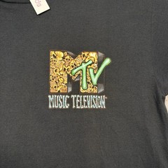 MTV 90s Single Stitch Black Skull Graphic DEADSTOCK Size L Vintage Giant Tag