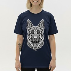 Artistic German Shepherd T-Shirt Line Art Dog Lover GSD Portrait Graphic Tee