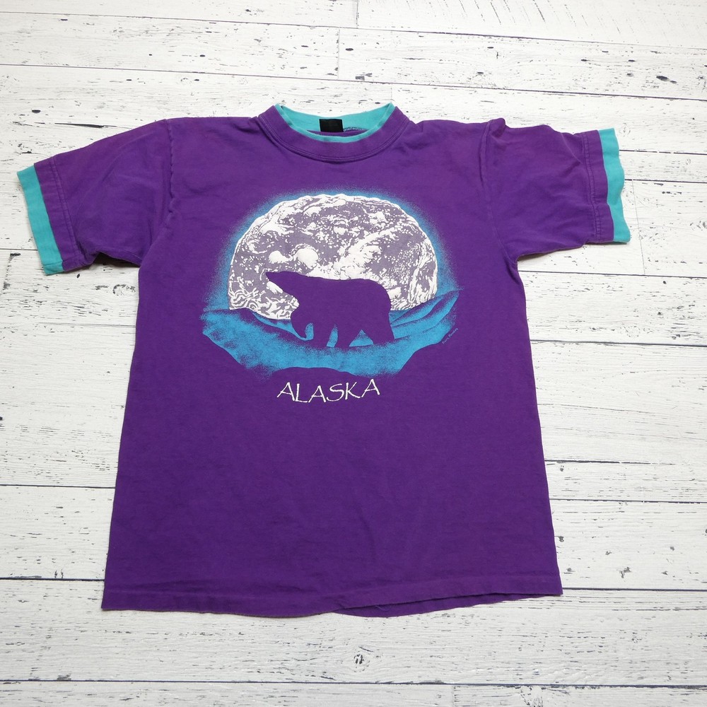 Vintage Alaska Shirt Mens Large Polar Bear Graphic Nature Tee Outdoors 90s