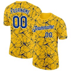 Custom Yellow Royal Abstract Crackle Sports Tee Personalized Jersey Gift