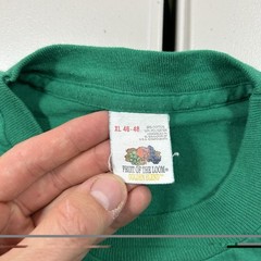 Vintage 90s Fruit of the Loom Selvedge Pocket T Shirt Men’s Size Large Green