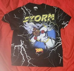 Marvel X-Men ‘97 Storm All Over Print T Shirt Size L Black Lightning Front Back