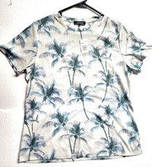 Lands’ End T-Shirt Men Medium Gray Short Sleeve Round Neck Coconut Print NWT